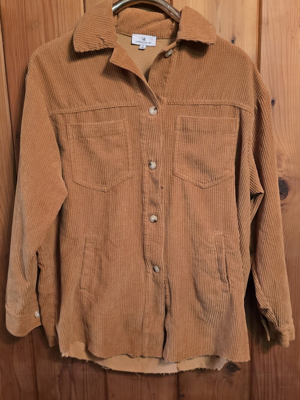 Women's Urban Daizy burnt orange corduroy button-up shirt jacket (shacket)